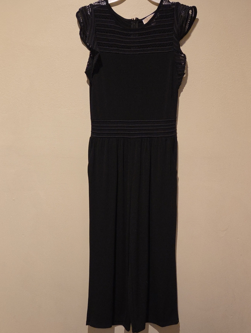 ❤️ MICHAEL MICHAEL KORS STRETCH CREPE WIDE LEG CROP JUMPSUIT, FLUTTER SLEEVE, S